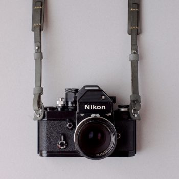 kumosha's hand stitched leather camera strap belt with nikon F2