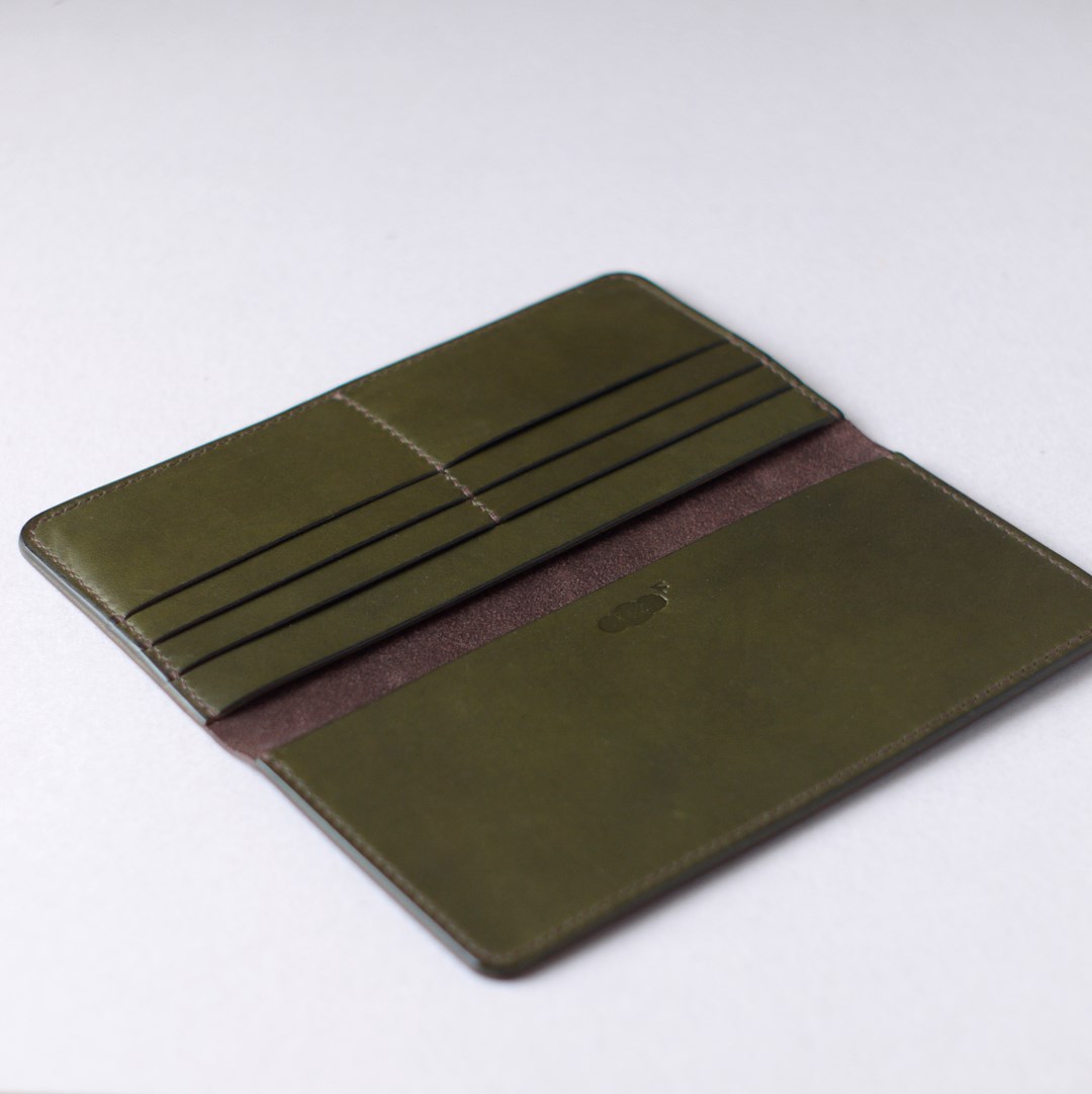 kumosha hand stitched leather long wallet
