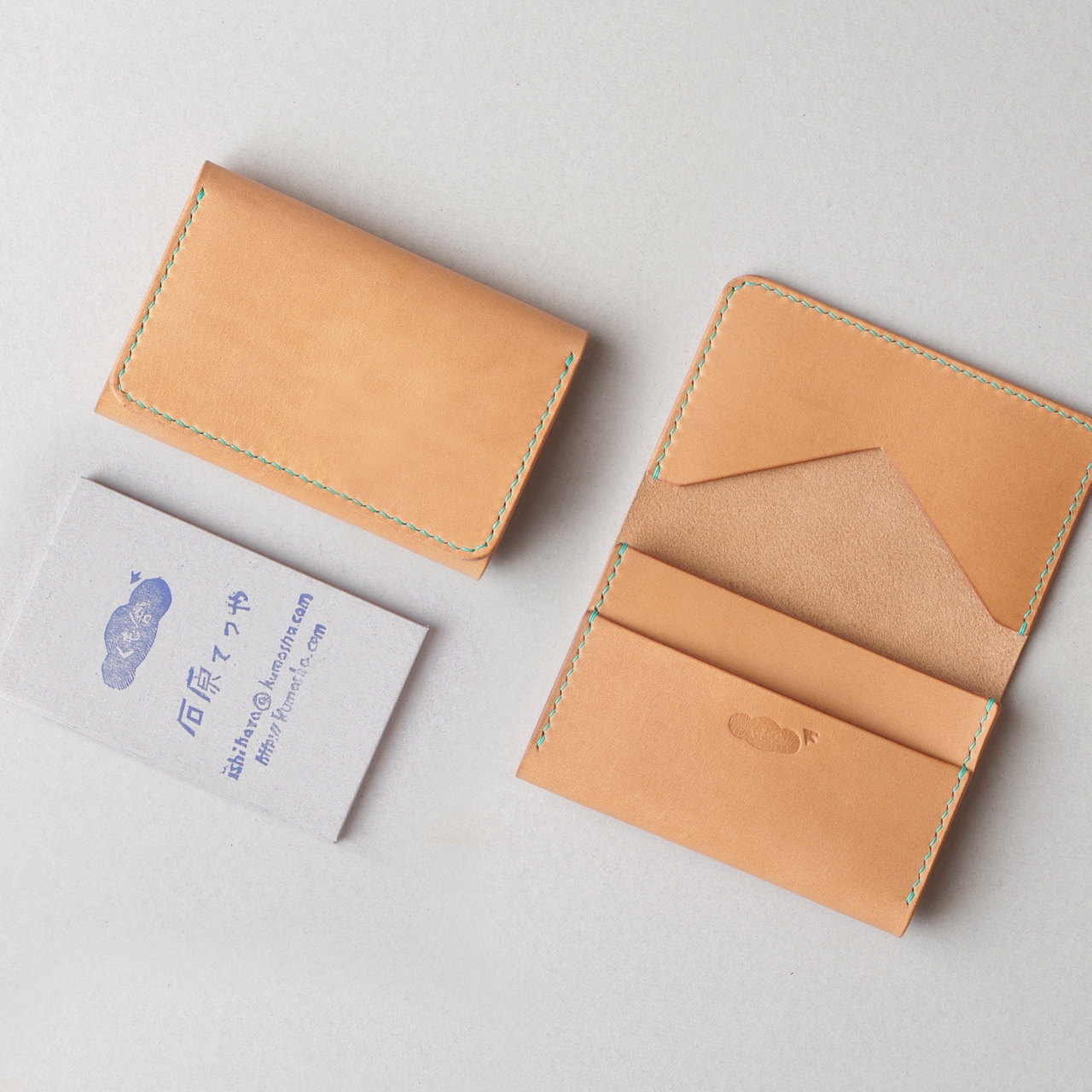 kumosha hand stitched leather card case type 03