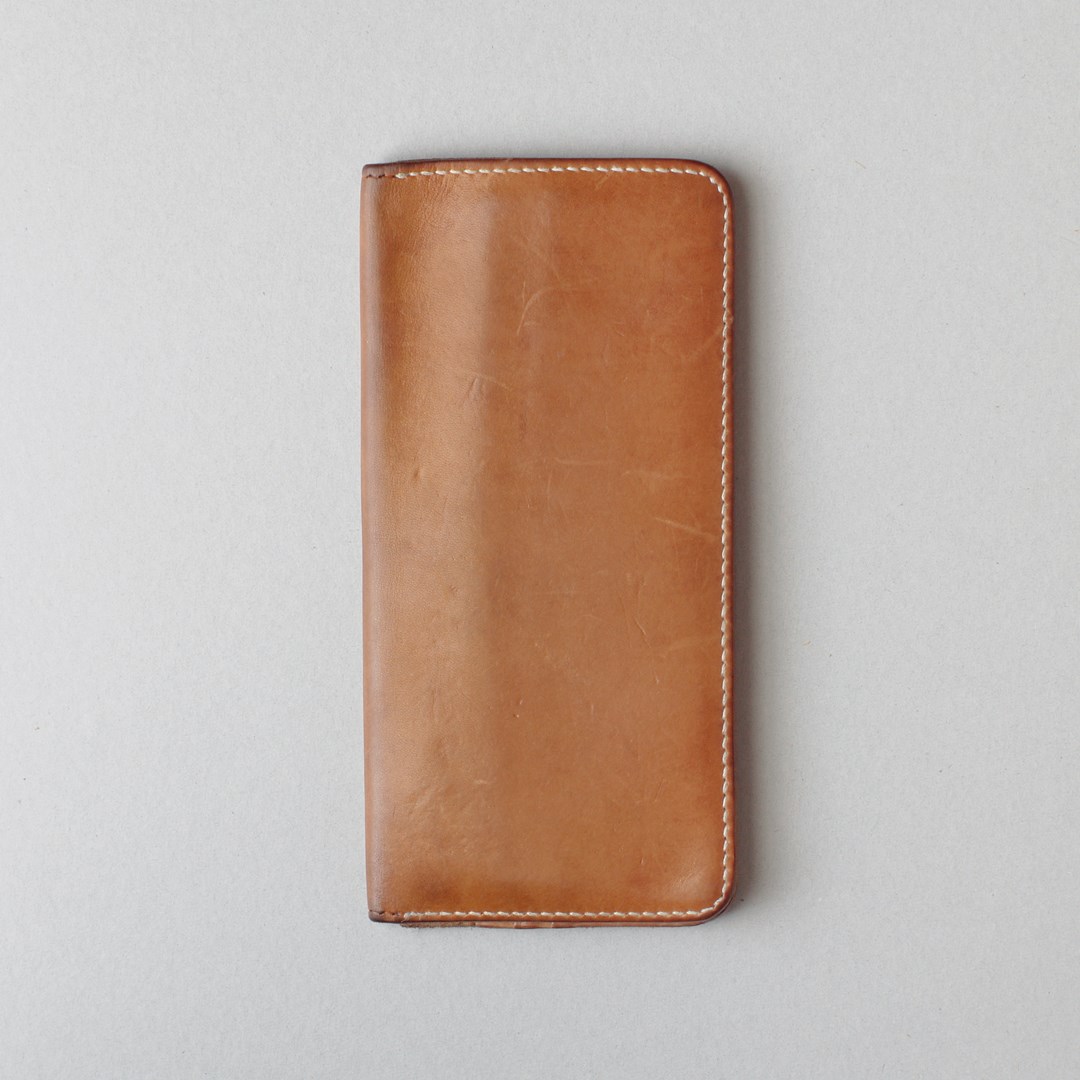 kumosha hand stitched leather long wallet type1