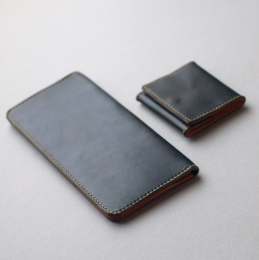 kumosha's hand stitched leather long wallet type1